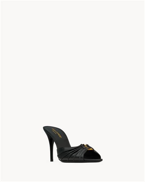 ysl champagne leather mules|st laurent mules for women.